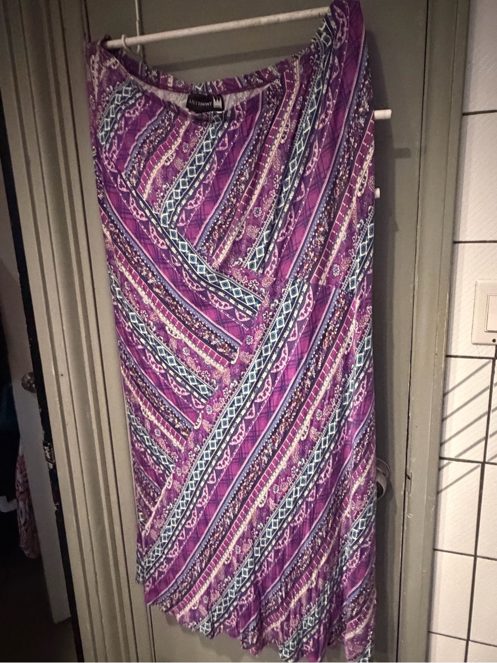 Antthony Purple & Teal Paisley Print Maxi